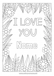 Página de desenho infantil Flores Mamãe Vovó Eu te amo Dia dos Namorados Mensagem de 