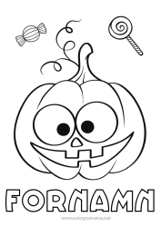Gratis färgläggning Godis Pumpa Söt Halloween Gottigheter, sötsaker Slickepinne