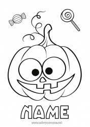 Coloring to customize Sweets Pumpkin Cute Halloween Treats Lollipop