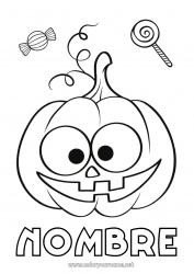 Colorear gratis Caramelos Calabaza Lindo Halloween Golosinas Chupeta