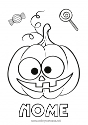 Disegno gratuito Caramelle Zucca Carino Halloween Dolci, zuccherini Lecca-lecca