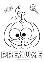 Pagină de colorat gratuită Bomboane Dovleac Drăguț Halloween Dulciuri, bunătăți Bomboană