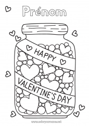 Coloriage gratuit Coeur Je t'aime Saint valentin 