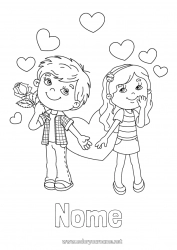 Desenho grátis Coração Menina Menino Eu te amo Dia dos Namorados