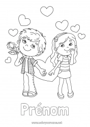 Coloriage gratuit Coeur Fille Garçon Je t'aime Saint valentin