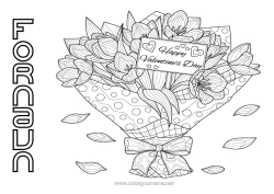 Gratis tegning Blomster Jeg elsker dig. Valentinsdag 
