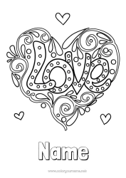 Free colouring Heart I love you. Valentine's Day 