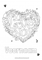 Gratis kleurplaat Hart Ik hou van jou Valentijnsdag 