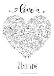 Free colouring Heart I love you. Valentine's Day 