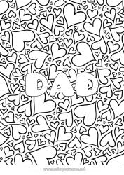 Child coloring page Heart Dad Mum Grandma Grandpa I love you Sister Brother Decorated name