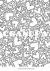 Child coloring page Heart Dad Mum Grandma Grandpa I love you Sister Brother Decorated name