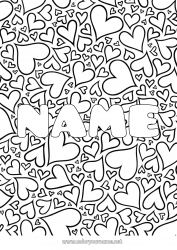 Free coloring Heart Dad Mum Grandma Grandpa I love you Sister Brother Decorated name