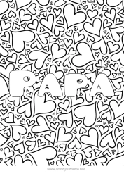 Colorear gratis Corazón Papá Mamá Abuela Abuelo Te amo Hermana Hermano Nombre decorado