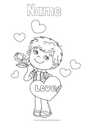 Free colouring Heart Boy I love you. Valentine's Day 