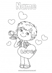 Free coloring Heart Boy I love you Valentine's Day 