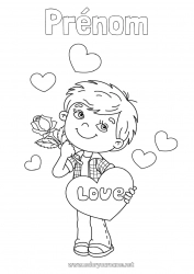 Coloriage gratuit Coeur Garçon Je t'aime Saint valentin 