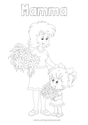 Färgläggningssida för barn Blommor Mamma Grattis på födelsedagen Flicka