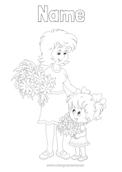 Free colouring Flowers Mum Happy birthday Girl