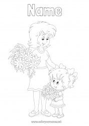 Free coloring Flowers Mum Happy feast day ! Girl