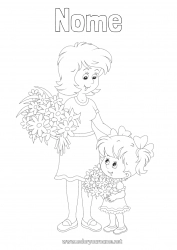 Desenho grátis Flores Mamãe Feliz Aniversário Menina