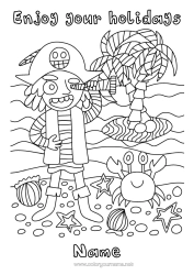 Free colouring Holidays Pirate Crab Intermediate colouring sheets Marine or aquatic animals