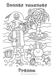 Dessin gratuit Vacances Pirate Crabe Coloriages intermédiaires Animaux marins ou aquatique