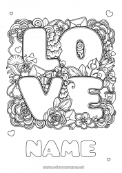 Free coloring Flowers Mandala I love you Valentine's Day 