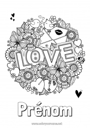 Coloriage gratuit Fleurs Coeur Je t'aime Saint valentin 