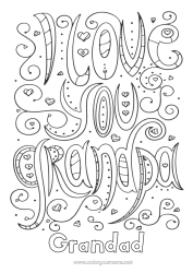Free colouring Grandad I love you.