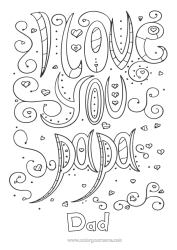 Free colouring Dad I love you.