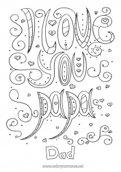 Child coloring page Dad I love you 