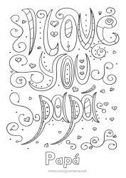 Colorear gratis Papá Te amo Inscripción