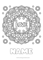 Colouring to customise I Love You. "Love" Message