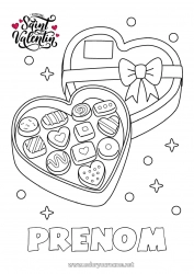 Coloriage à personnaliser Coeur Je t'aime Saint valentin Chocolat 