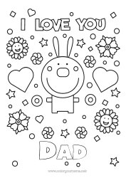 Free colouring Dad Mum Grandma Grandad I love you. Rabbit Animal