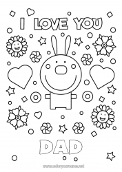 Child coloring page Dad Mum Grandma Grandpa I love you Bunny Animal 