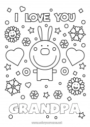 Child coloring page Dad Mum Grandma Grandpa I love you Bunny Animal 