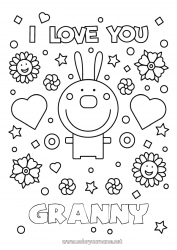 Child coloring page Dad Mum Grandma Grandpa I love you Bunny Animal 