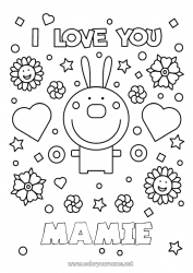 Coloriage enfant Papa Maman Mamie Papi Je t'aime Lapin Animal 