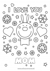 Child coloring page Dad Mum Grandma Grandpa I love you Bunny Animal 