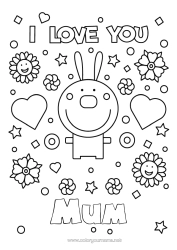 Free colouring Dad Mum Grandma Grandad I love you. Rabbit Animal
