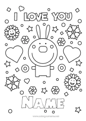 Free colouring Dad Mum Grandma Grandad I love you. Rabbit Animal