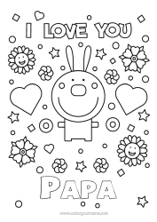 Colorear gratis Papá Mamá Abuela Abuelo Te amo Conejo Animales Inscripción