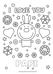 Coloriage enfant Papa Maman Mamie Papi Je t'aime Lapin Animal 