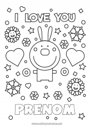 Coloriage gratuit Papa Maman Mamie Papi Je t'aime Lapin Animal 