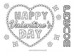 Coloriage gratuit Coeur Je t'aime Saint valentin 