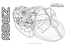 Free colouring Flowers Heart I love you. Valentine's Day