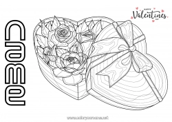 Free drawing Flowers Heart I love you Valentine's Day 