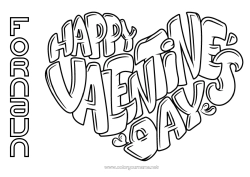 Gratis farvelægning Hjerte Jeg elsker dig. Valentinsdag 