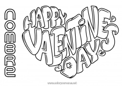 Colorear para personalizar Corazón Te amo Día de San Valentín Mensaje 